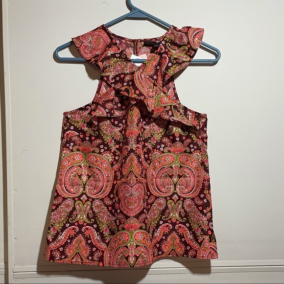 NWT Banana Republic soft ruffled paisley tank top - Picture 4 of 5